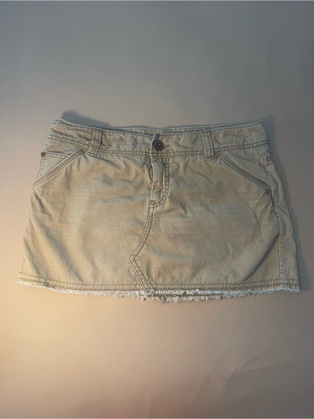 Vintage Beige American Eagle Outfitters Women's Corduroy Mini Skirt